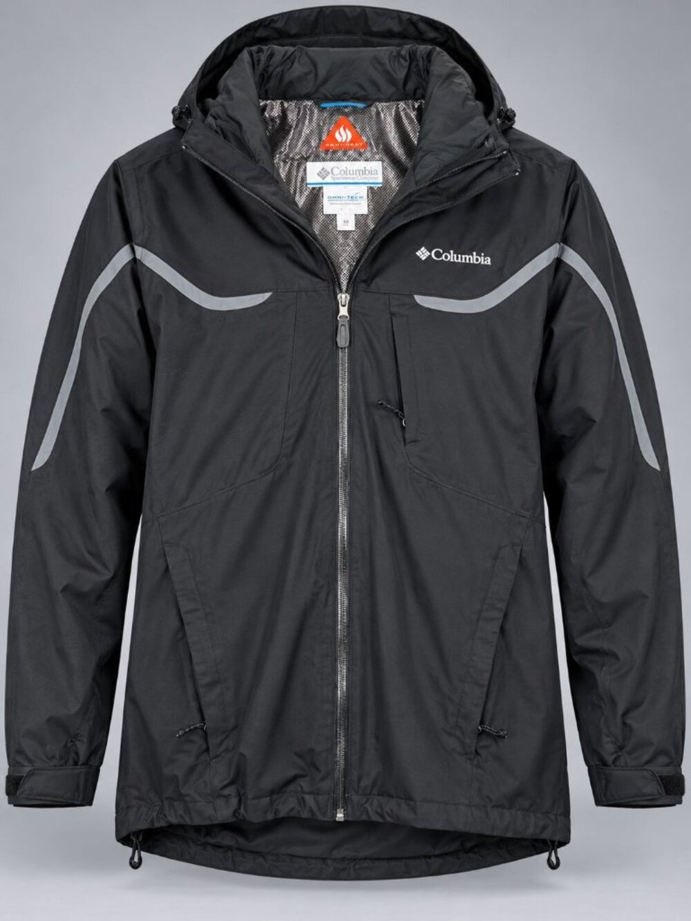 Columbia Mens Small Jacket Black Omni-Heat Interchange Warm Winter Ski Coat